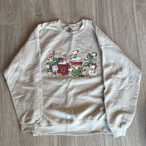 Gildan Cream Holiday Snoopy Crewneck Sweater